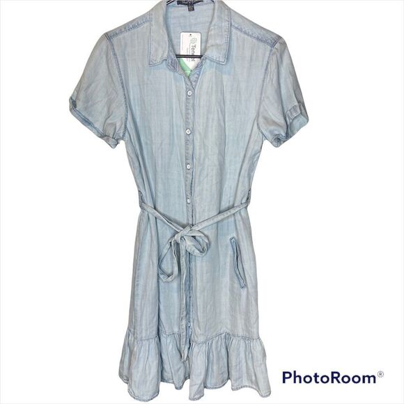 Velvet heart Tencel chambeay denim peplum Dress NWT XS blue b - Picture 2 of 8